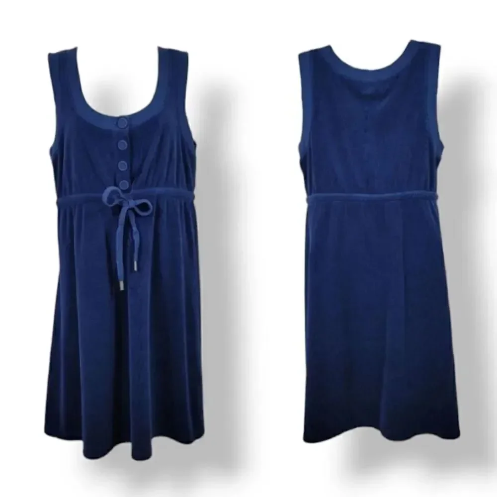 NEW Vintage Juicy Couture Navy Blue Terry Cloth Sleeveless Dress Size Medium
